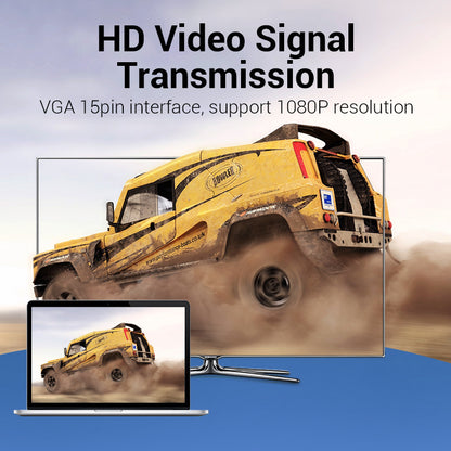 Vention VGA Adapter (Male to Female) 15 Pin 1080p 60Hz Gold-Plated for PC TV Monitor Projector (DDFBO)