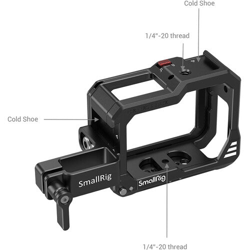 SmallRig 3088 Lightweight Formfitting Cage with 1/4"-20 Threads, Two Shoe Mounts for GoPro HERO9 Vlog Kit, Black