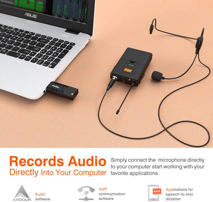 [CLEARANCE] Fifine K031B Wireless USB Microphones for Computers, PC, Mac, USB Receiver, Transmitter, Headset and Clip Lavalier Lapel Mic