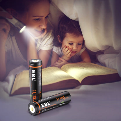 EBL TB-1446 3.7V 18650 3000mAh High-Performance Rechargeable Li-Ion Lithium Ion Battery with Built-In Micro USB Charging Port for Portable and EUPDATEncy Electronics