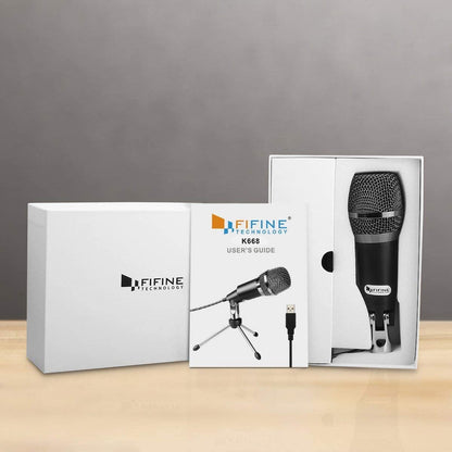 [CLEARANCE] Fifine K668 Plug and Play Home Studio USB Condenser Microphone for Skype, Recordings for YouTube, Google Voice Search, Games
