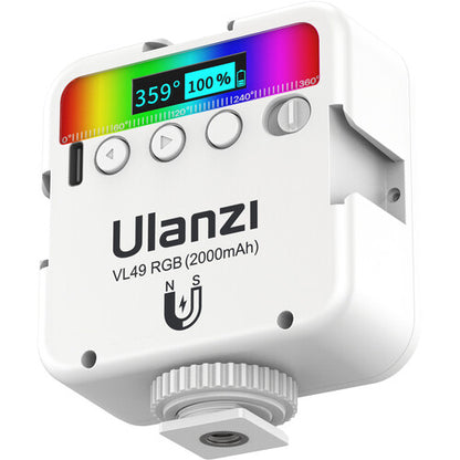 Ulanzi VL49 Mini RGB Video Light 2000mAh Battery Life for Photography, Photoshoots (White)