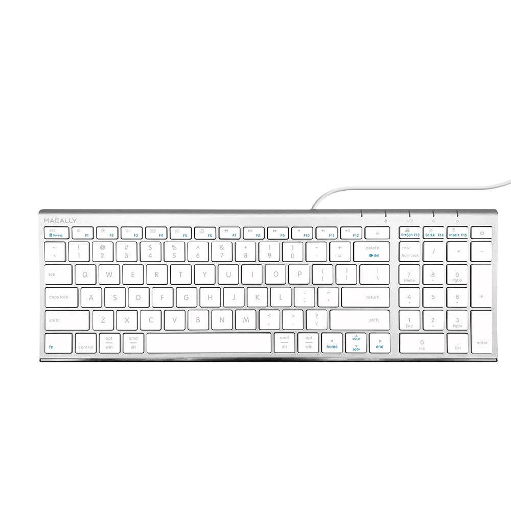 MACALLY 98 Keys USB Compact 2-Zone Wired Keyboard with 16 Preset Shortcuts Keys and 5ft USB Cable for PC Laptop and Desktop Computer | ACEKEY2MA