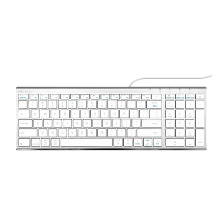 MACALLY 98 Keys USB Compact 2-Zone Wired Keyboard with 16 Preset Shortcuts Keys and 5ft USB Cable for PC Laptop and Desktop Computer | ACEKEY2MA