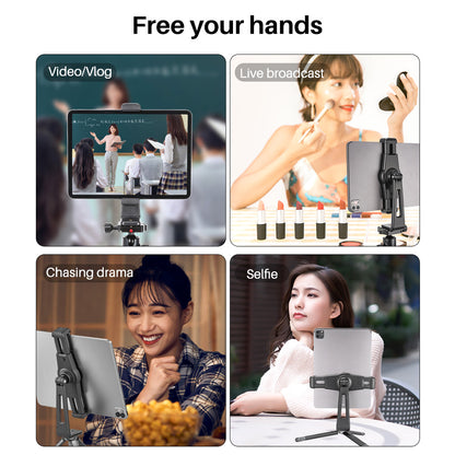 Ulanzi ST-20 20 Plastic Tablet Clamp Holder 22cm Stretchable Range with Horizontal / Vertical Shooting 360 Rotation 2 Cold Shoes Quick Plate
