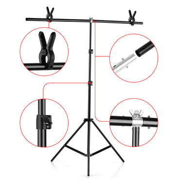 [CLEARANCE] Pxel LS-BD26X20T 8.5 X 6.5Feet T-Shaped Backdrop Stand for Photography, Studio Video Shoots