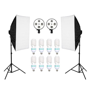 Pxel LS-SB-4B Dual Set Socket Softbox, 150W Bulb, 190cm Light Stand for Photography, Studio Lightings, Video Shoots, Kit 2