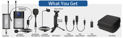 [CLEARANCE] Uhuru by Maono AU-WM721 Professional Battery Powered Wireless UHF Lavalier Microphone with Bodypack Transmitter and Receiver for Interviews, Live Streaming, Dance Teaching, Youtube, Weddings