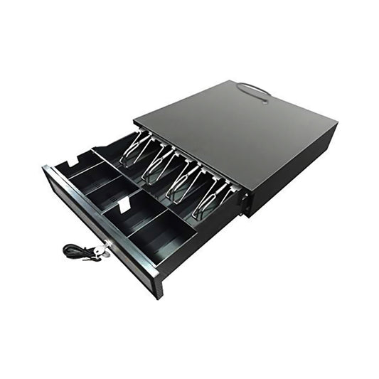 LogicOwl OJ-335C Heavy Duty Stainless Front Cash Drawer for POS System with 4 Bill & 5 Coin Slot Detachable Register, 2 Metal Key Locks, RJ11 Cable