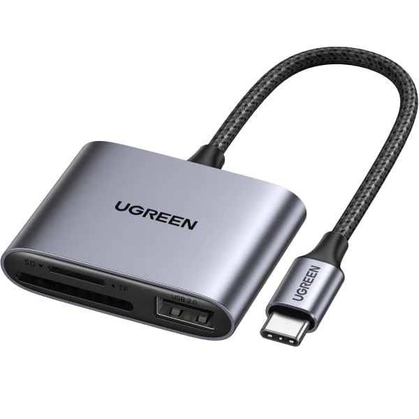 UGREEN SD MicroSD to USB-C Card Reader with USB 2.0 Port 480 Mbps File Transfer Speed for PC Laptop Computers | 80798