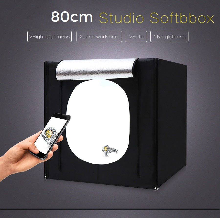 Pxel LB80LED 80cm x 80cm Studio Soft Box LED Light Tent with Backdrop and Bag