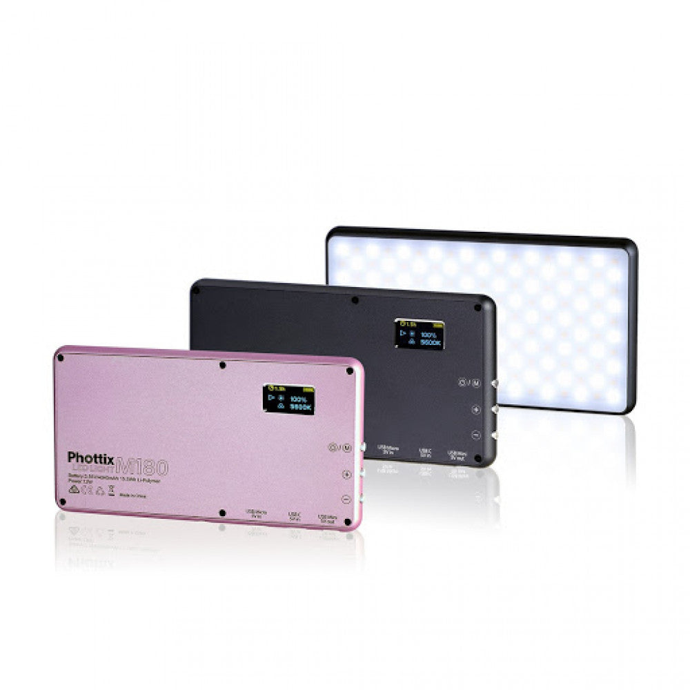 Phottix M180 Bicolor LED Panel and Power Bank (Rose Gold)