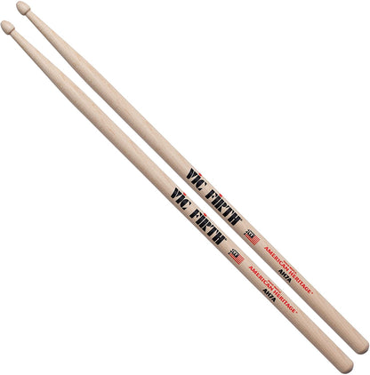 Vic Firth American Classic 7A Hickory Wood Tear Drop Tip Drumsticks (Pair) Drum Sticks for Drums and Percussion (Wood, Nylon Tips)