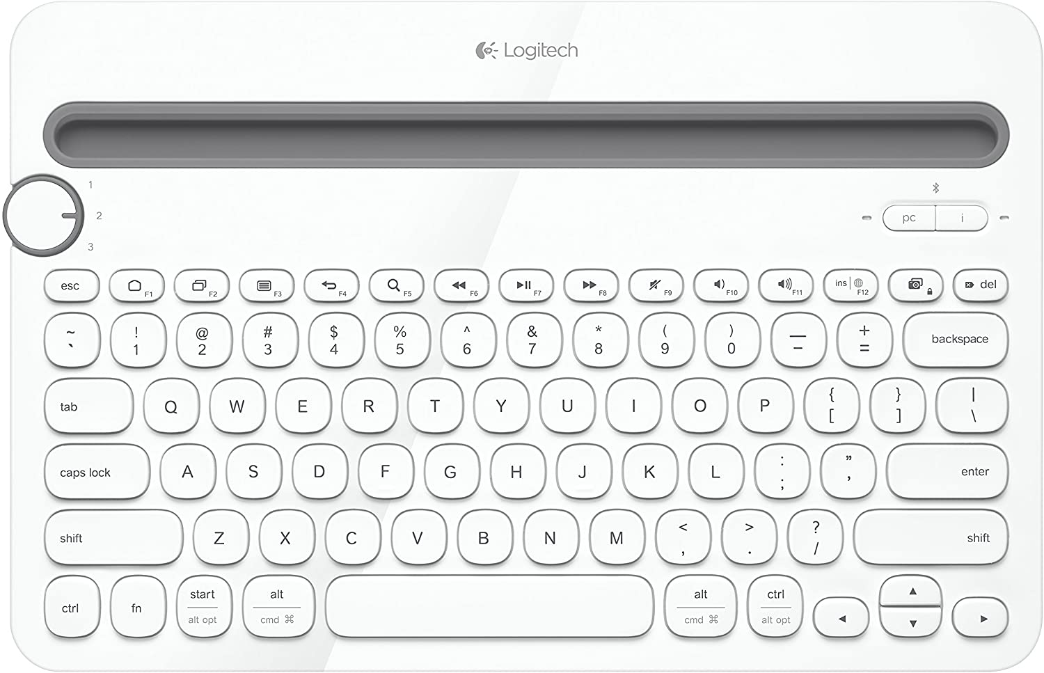 Logitech K480 Bluetooth Multi-Device Keyboard K480 Works with Windows and Mac Computers, Android and iOS Tablets and Smartphones