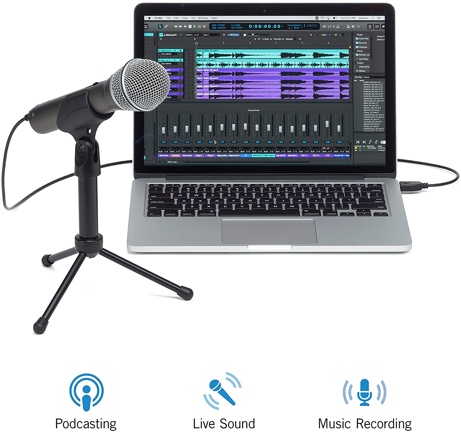 Buy Samson Q2U Broadcast Microphone Kit With Microphone Boom Arm and  Headphones