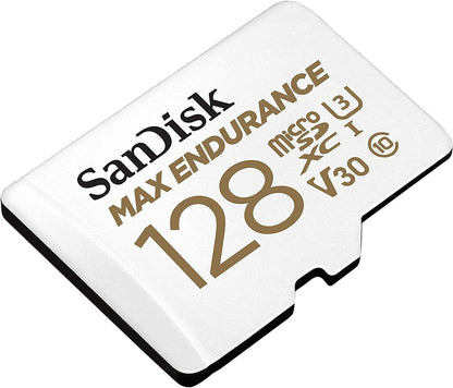 SanDisk MAX ENDURANCE microSD Card U3, V30, 4K UHD SDXC Class 10, 100mb/s and 40mb/s Read and Write Speed with Adapter (64GB, 128GB, 256GB)