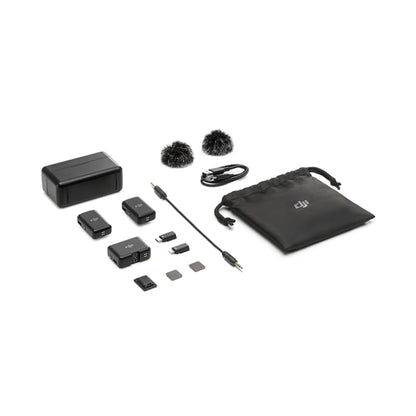 DJI MIC 2 Pocket-Sized Pro Audio Wireless Lavalier Microphone Set with 2x Transmitter 1x Receiver and Charging Case, 250M Transmission Range, 6-hour Recording & 18-hour Total Battery Life for Osmo Pocket 3, Action 4, Smartphones, & Cameras