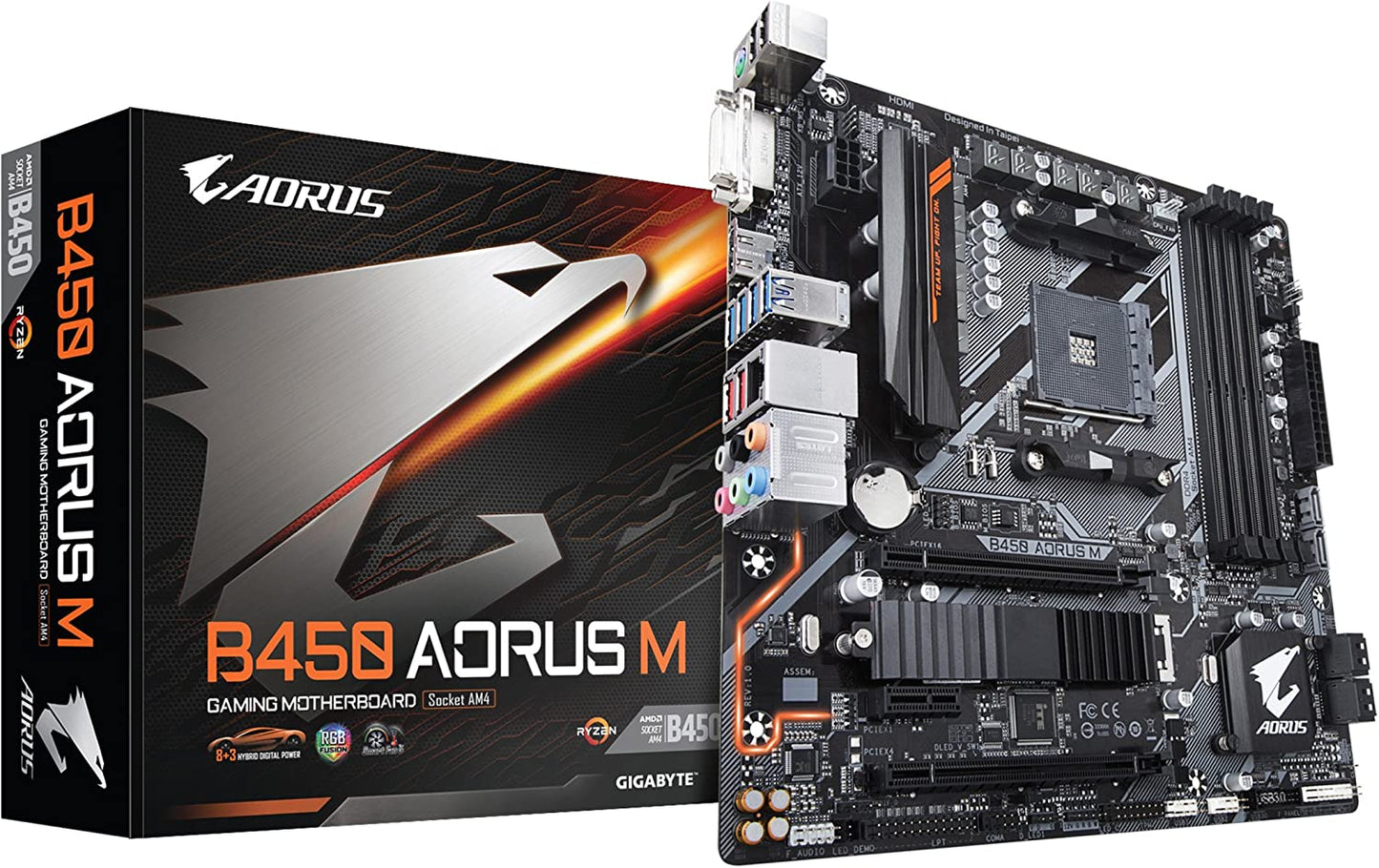 Gigabyte B450 Aorus M Micro ATX Motherboard with Ryzen AM4 Socket M.2 Thermal Guard and Support for HDMI DVI DDR4 Memory and USB 3.1 Gen2 for Desktop Computers