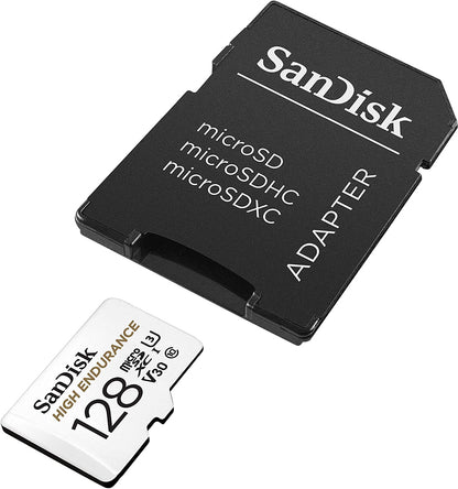 SanDisk HIGH ENDURANCE microSD Card U3, V30, 4K UHD SDXC Class 10, 100mb/s and 40mb/s Read and Write Speed with Adapter (32GB, 64GB, 128GB, 256GB)