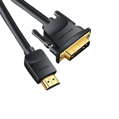 Vention DVI 1080p HD 3D 60Hz (24+1) DP Male to DVI Male Gold Plated (HAF) Video Cable for Laptops, PC, Monitor, TV, Projector (Available in 1M, 1.5M, and 2M)