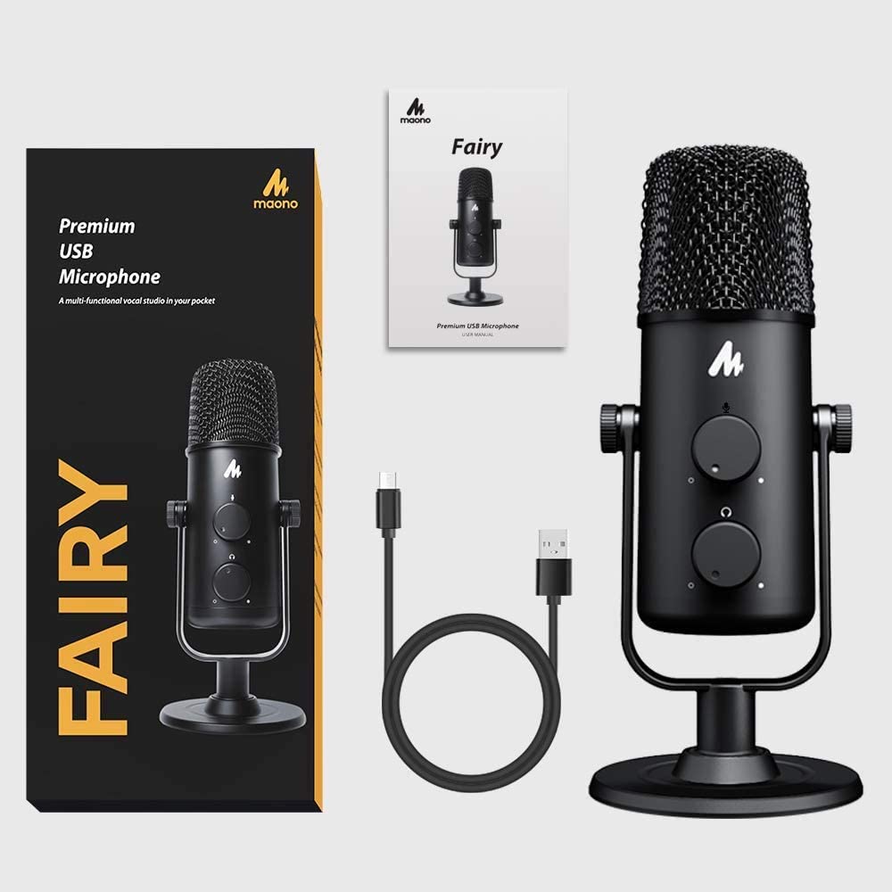 Maono AU-903 903 Computer Microphone Podcast USB Condenser Mic with Switchable Polar Patterns & Mute Button, Zero-Latency Monitoring, Plug and Play for Recording, YouTube, Podcast, Gaming, Skype, Videos