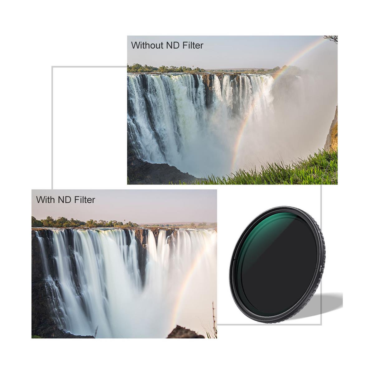K&F Concept KF01-1324 52mm Ultra Slim Nano-X Variable Fader NDX, ND8 Waterproof, Anti-Scratch Optic Lens Filter