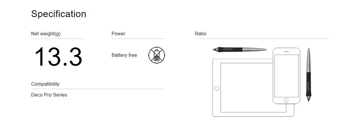 XP-Pen AC61 PA1 Battery-Free Stylus and Pen Holder with 60 Degrees Tilt Support Function and 8192 Levels of Pressure Sensitivity with One-Click Toggle Buttons for Deco Pro Series