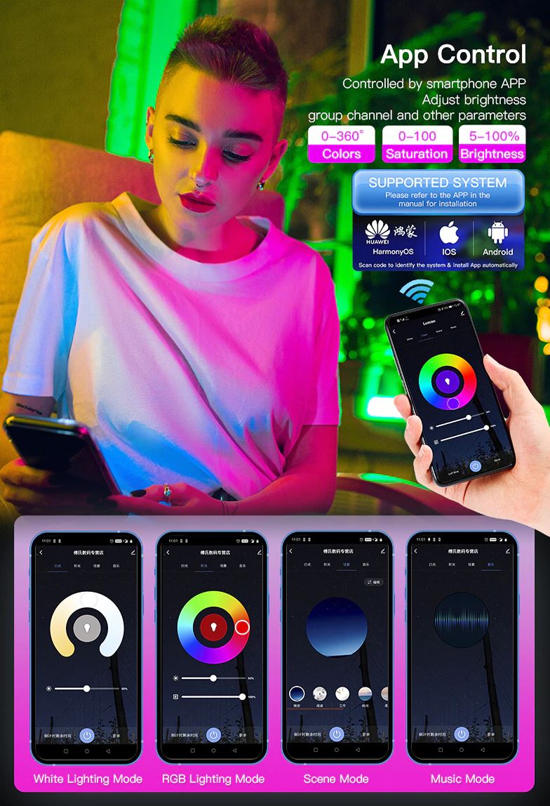 Luxceo P8 RGB LED RGB Light Stick Waterproof IP68 Remote & App Control Fill Light for Photography