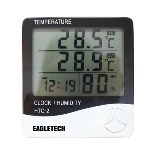 EagleTech HTC-2 Version 2 Digital LCD Temperature Humidity Meter Clock Hygrometer Thermometer Indoor and Outdoor