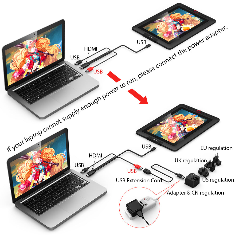 XP-PEN Artist 13.3 Pro Pen Display Drawing Tablet 13.3-inch with Battery-Free Stylus 8192 Pressure Levels, Tilt Function, 8 Customizable Shortcut Keys and Free Portable Stand for Digital Arts