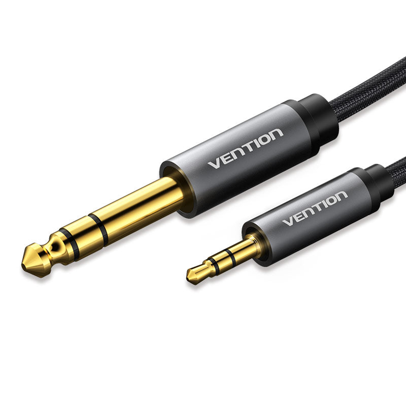 Vention 3.5mm Male to 6.5mm Male Nylon Braided Gold Plated (BAI) Audio Cable for Microphones, Amplifiers, Sound Box, Laptops and Mobile Phones (Available in Different Lengths)