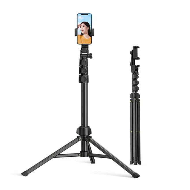 UGREEN LP337 3-Section Foldable Aluminum Tripod with Integrated Phone Mount and 170cm Max Height for Smartphones and Cameras | 90235