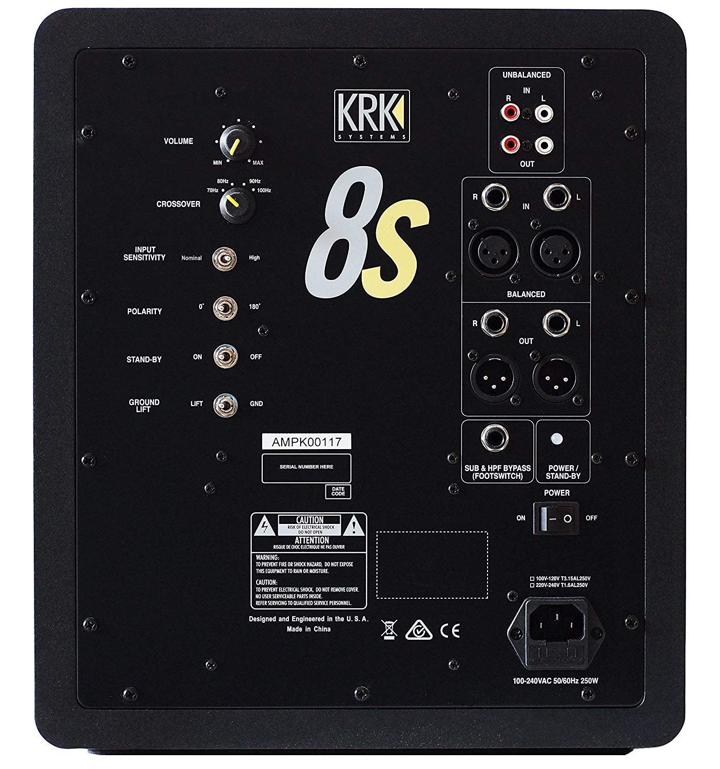 KRK 8S2 V2 8" 100 Watt Powered Studio Subwoofer