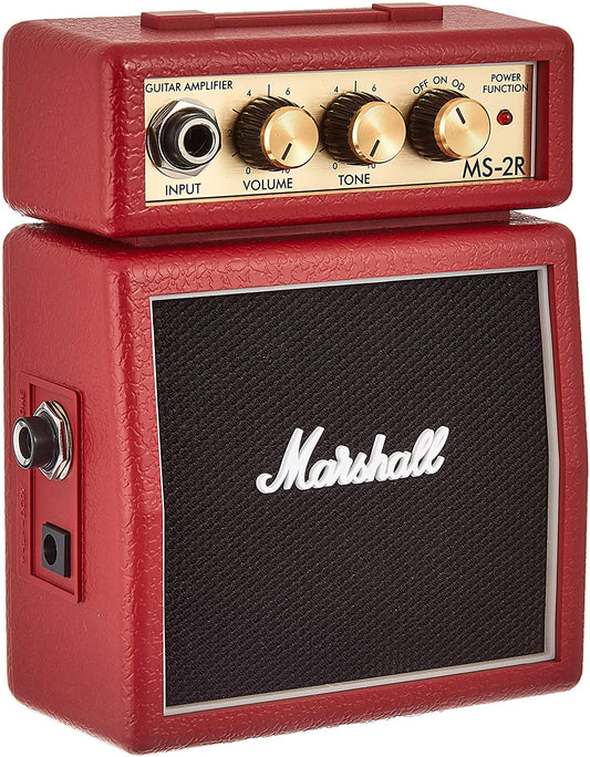 Marshall MS-2R 1-Watt 2-Channel Electric Guitar Micro Amps Speaker Battery Powered Amplifier (Red)
