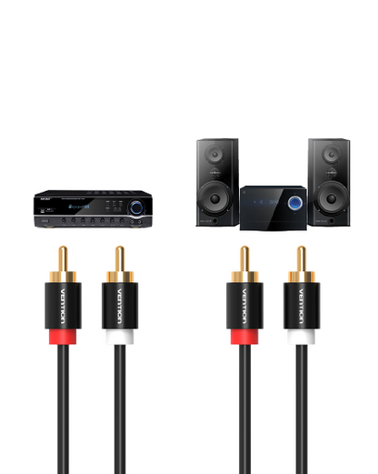 [CLEARANCE] Vention Dual RCA Male to Male 3-Meters Gold Plated Audio Cable (VAB-R06) for PC, TV, Monitors, Projectors