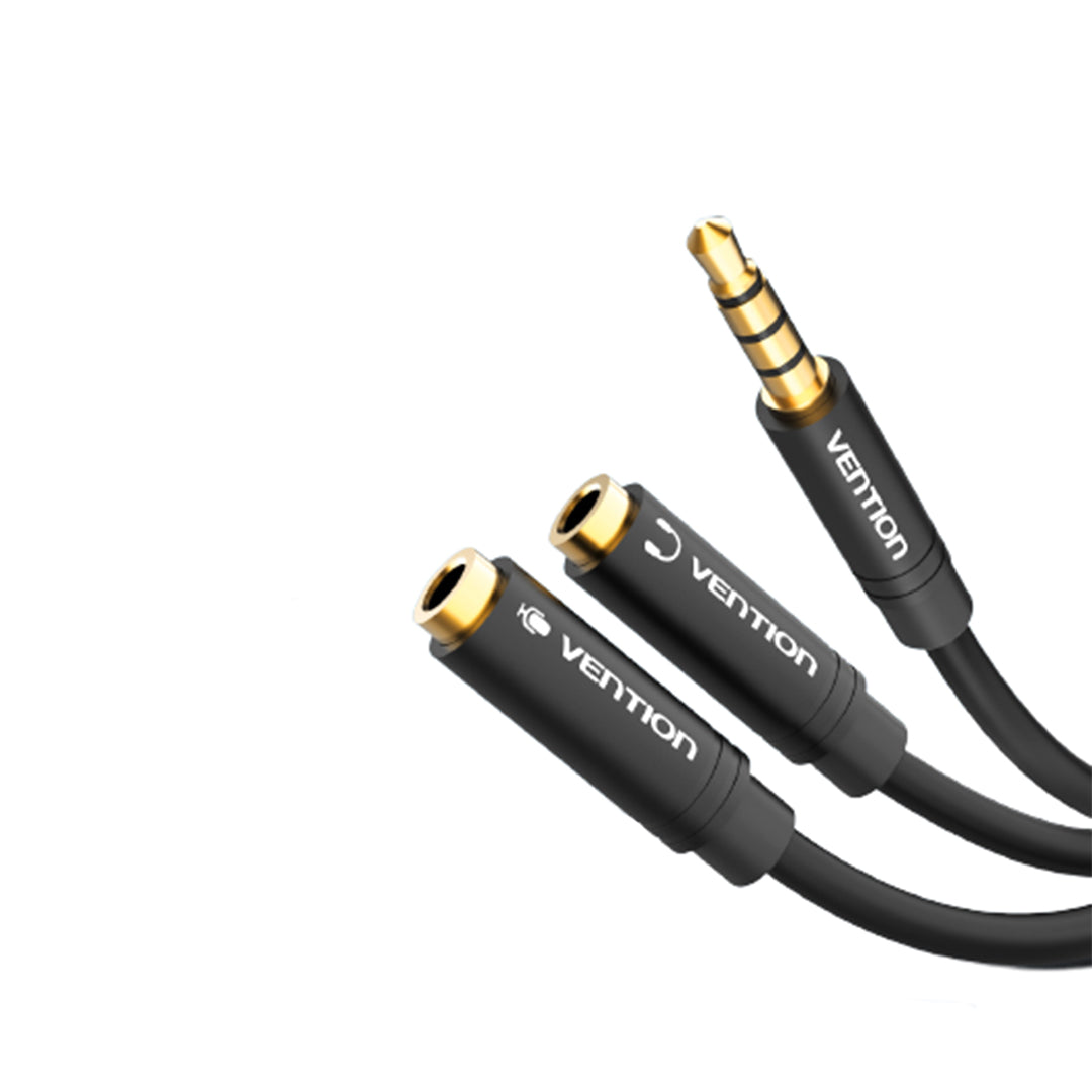 Vention TRS 3.5mm Dual Female CTIA to TRS 3.5mm Male 0.3-Meter Gold Plated (BBVBY) Stereo Splitter Cable for PC, Laptops, Mobile Phones, Sound Box