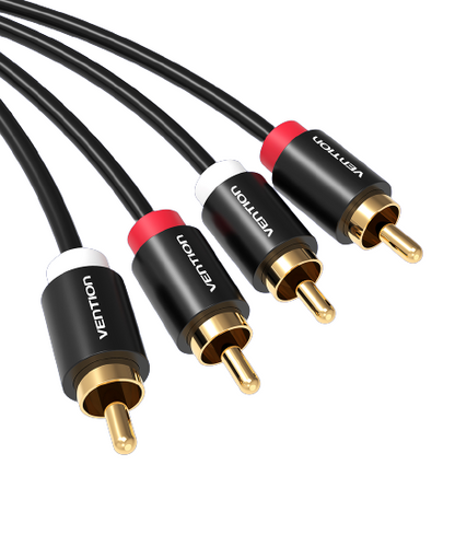 [CLEARANCE] Vention Dual RCA Male to Male 3-Meters Gold Plated Audio Cable (VAB-R06) for PC, TV, Monitors, Projectors