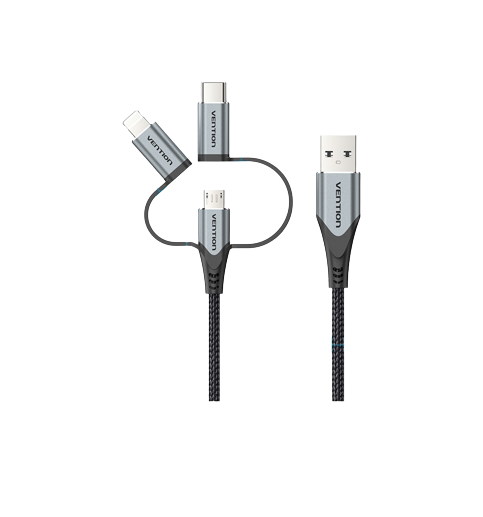 Vention MFi 3 in 1 USB to Micro USB, Type-C, and Lightning Charging Cable for Smartphones (0.5M, 1M, 1.5M) | CQJH