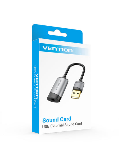 [CLEARANCE] Vention USB External Sound Card to 3.5mm Aux Audio Headset Adapter Metal Type Gold-plated CTIA / OMTP (CDJHB)