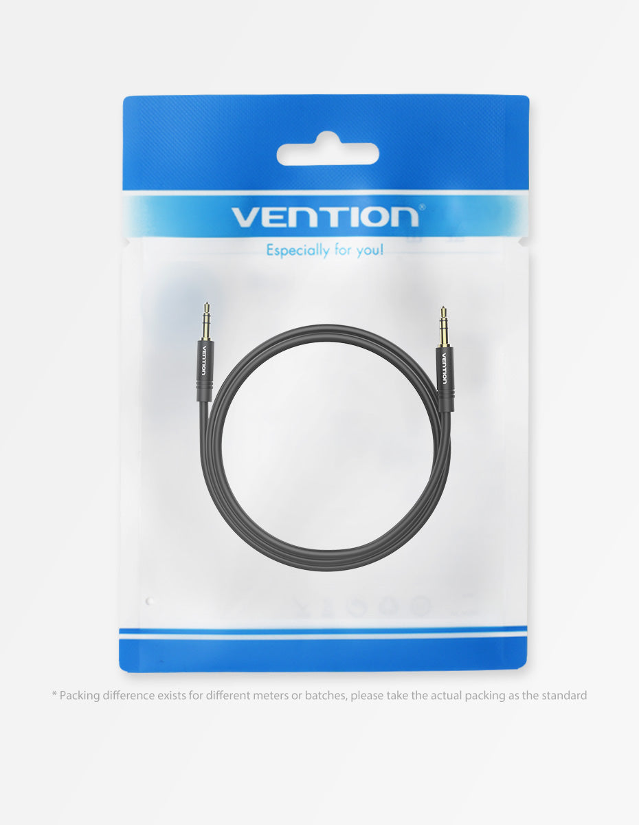 Vention TRS 3.5mm Male to TRS 3.5mm Male TPE Elastic Gold Plated (BAK) Audio Cable for Mobile Phones, Speakers, Laptops, PC (Available in 0.5M, 1M, 1.5M)