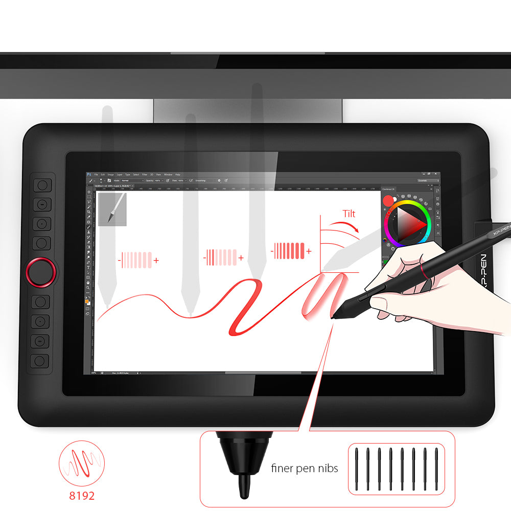 XP-PEN Artist 13.3 Pro Pen Display Drawing Tablet 13.3-inch with Battery-Free Stylus 8192 Pressure Levels, Tilt Function, 8 Customizable Shortcut Keys and Free Portable Stand for Digital Arts