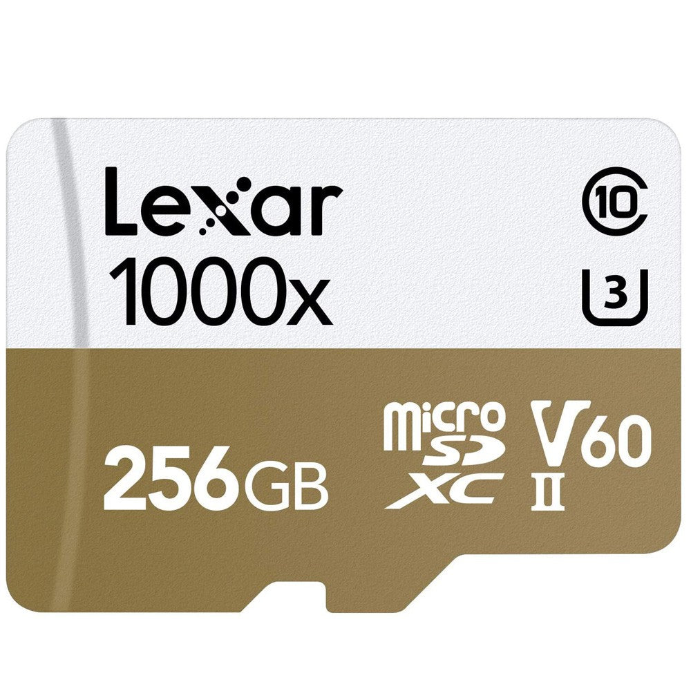 Lexar 256GB 1000X MicroSDHC UHS-II, Upto 150MB/s Read 90MB/s Write C10 V60 U3 LSDMI256CB1000A