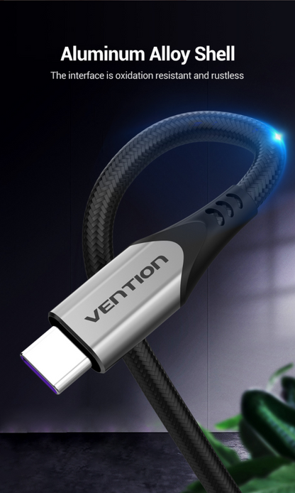 Vention USB-C to USB 2.0-A  Cotton Braided Fast Charging Cable 480Mbps (COFH) Gray Aluminum (Available in Different Lengths)