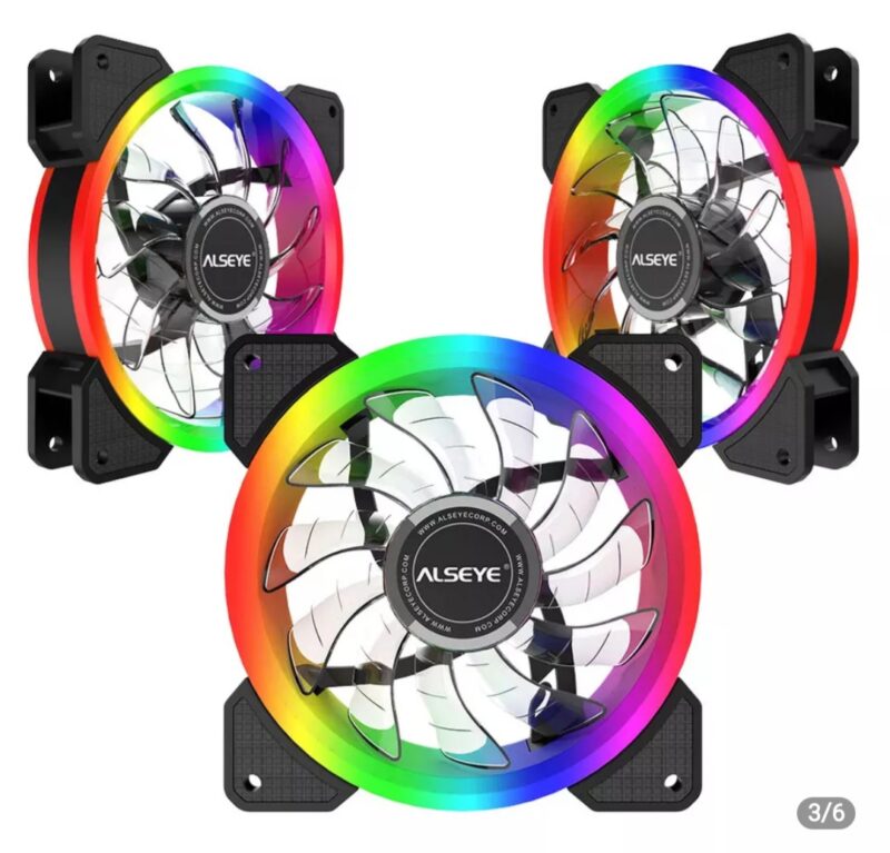 Alseye CRLS 300DS 120mm LED Case RGB D Ringer Cooling Fans with 2pcs Multicolored LED Strips with Wireless Remote Control for PC Cabinets and Radiators