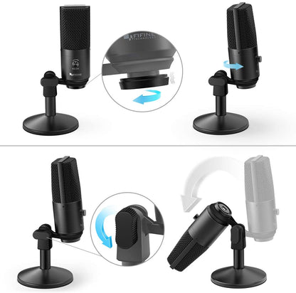 [CLEARANCE] Fifine K670B Podcast Microphone USB with Headphone Monitoring 3.5mm Jack and Pluggable USB Connectivity Cable for Computer, PC, Mac, Windows,Recording Voice Over, Streaming, Youtube