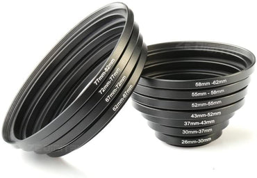 K&F Concept 11 in 1 Step Up Ring Set 26-30mm, 30-37mm, 37-43mm, 43-52mm, 52-55mm, 55-58mm, 58-62mm, 62-67mm, 67-72mm, 72-77mm, 77-82mm