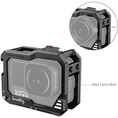 [CLEARANCE] SmallRig 3088 Lightweight Formfitting Cage with 1/4"-20 Threads, Two Shoe Mounts for GoPro HERO9 Vlog Kit, Black