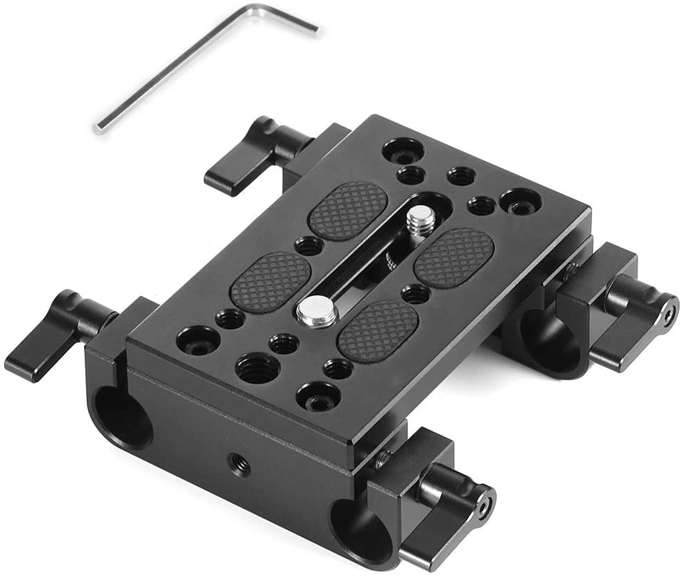 SmallRig Camera Base Plate with Dual 15mm Rod Clamp Railblock for Rod Support/ DSLR Rig Cage - 1775