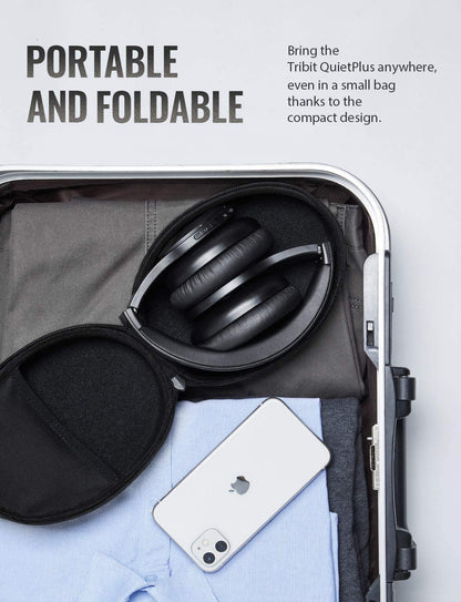 [CLEARANCE] Tribit QuietPlus Wireless Headphones Bluetooth 5.0 Over Ear Foldable with Microphone Memory Padding Noise Cancelling 30h Playtime Hi-Fi Stereo Sound BTH100 | C02-1947N-01