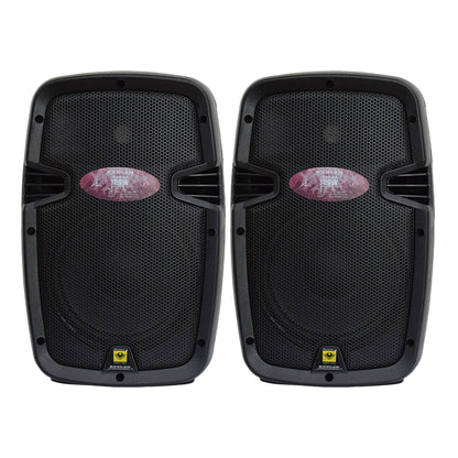 KEVLER EON-8A 8" 200W 2-way Full Range Active Loud Speaker (Pair) with LCD Display and Class D Amplifier, Built-In USB Port / FM / Bluetooth Function, RCA Input and 3 Mic Line I/O